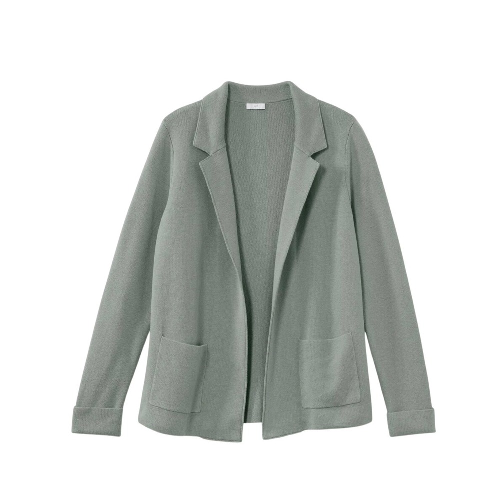 J Jill Cardigan Cotton Blend Open Front New Eucalyptus Green Large